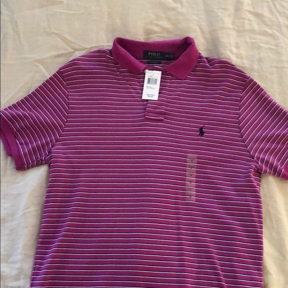 Men’s Ralph Lauren pink striped polo - Picture 1 of 2